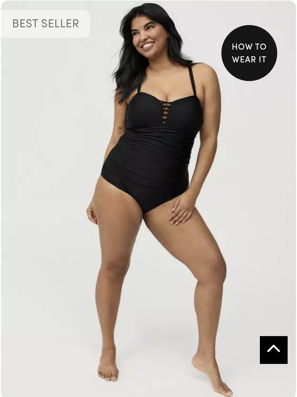 torrid Black One-Piece Swimsuit with Lace-Up Front